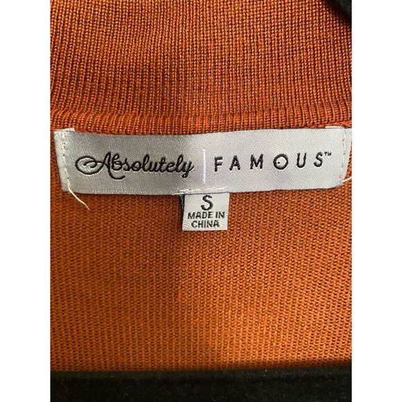 Absolutely Famous Womens Rust Dress S Ribbed Sleeve Knit Rayon long sleeve vneck - Picture 4 of 8